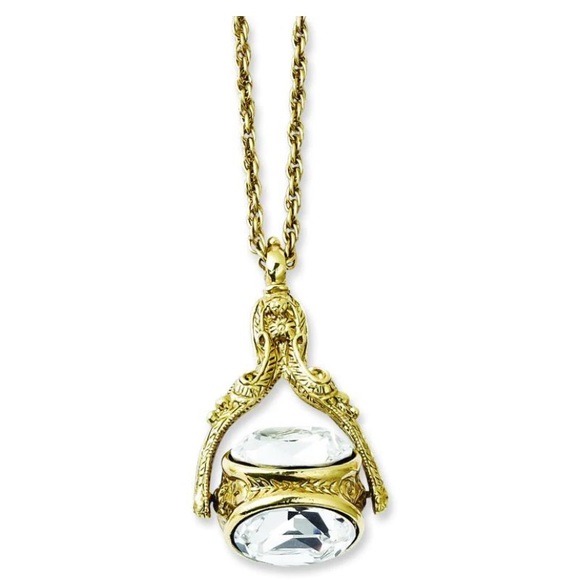 Joan Rivers Jewelry - Vintage Joan Rivers Crystal Fidget Spin Gold Tone Necklace